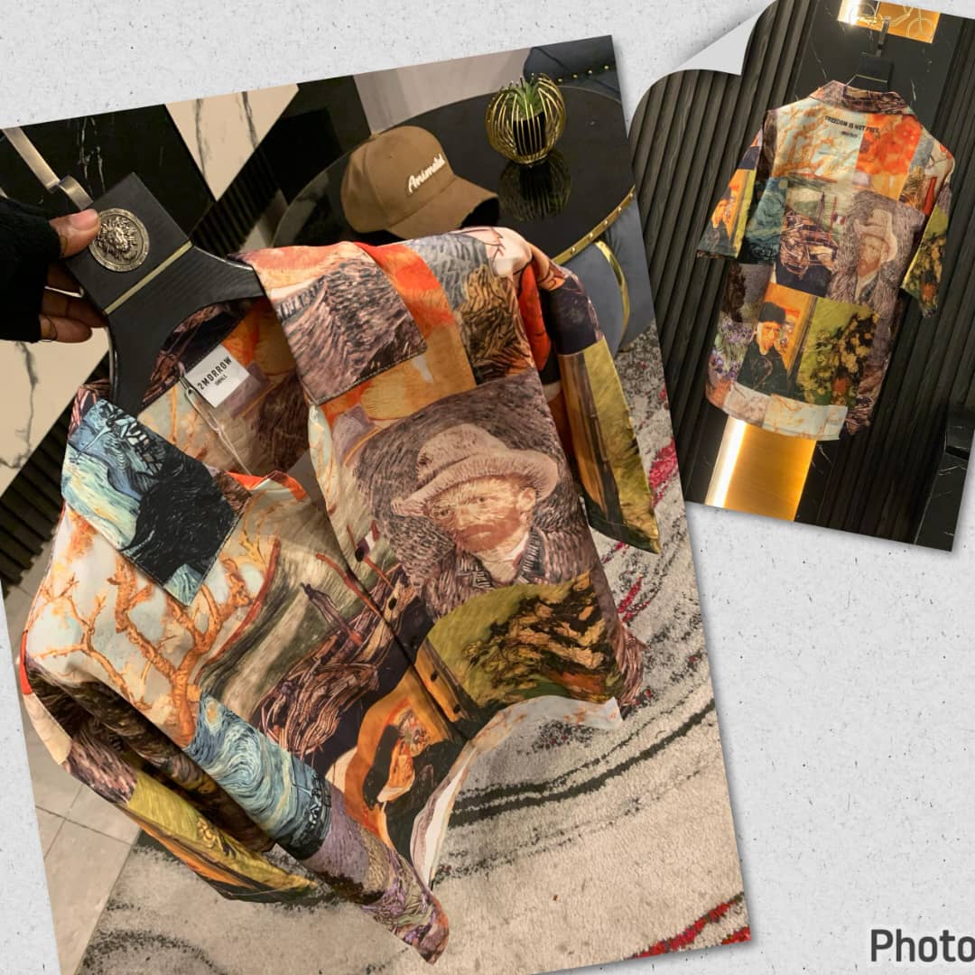 2morrow Vintage Van Gogh Art Patchwork Shirt