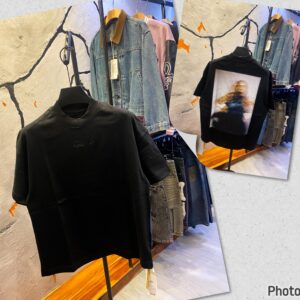 Black Luxury T-shirt with Red Graphic Print