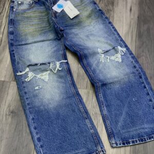 Dark Wash Bootcut Jeans with Distressing