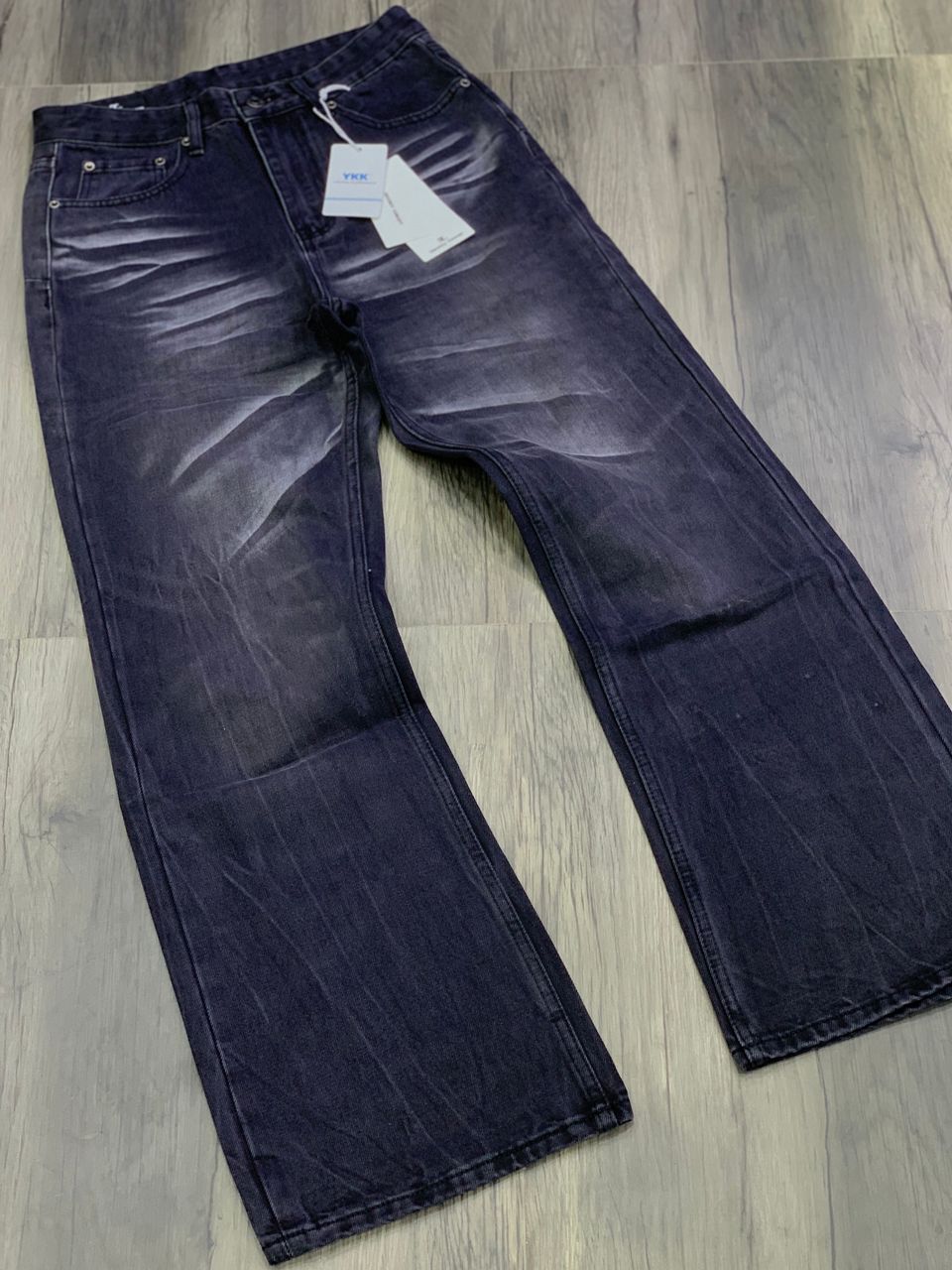 Dark Wash Bootcut Jeans with Abstract Graphic