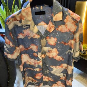 Turkey Vintage Cloud Print Short-Sleeve Shirt
