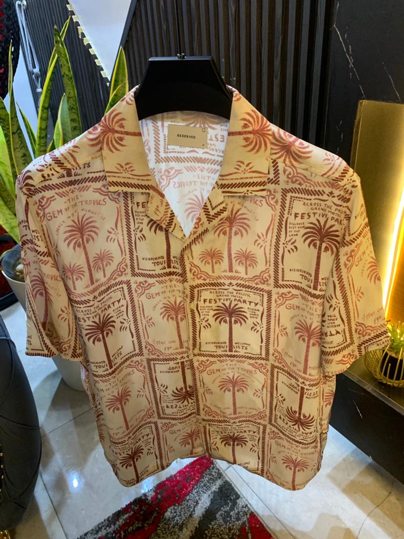 Turkey Vintage Palm Tree Print Short-Sleeve Shirt