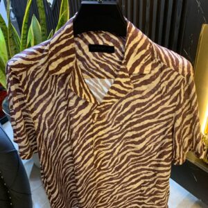 Turkey Vintage Brown and White Zebra Print Shirt