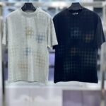 Men’s Distressed Checkered Wash Crew Neck T-Shirt | Faded Grid Print Short Sleeve Tee