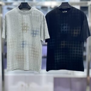 Men’s Distressed Checkered Wash Crew Neck T-Shirt | Faded Grid Print Short Sleeve Tee