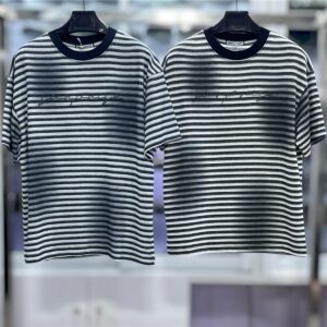 Men's Striped Embroidered Crew Neck T-Shirt