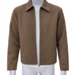 Men’s Brown Zip-Up Collar Jacket