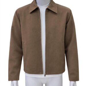 Men’s Brown Zip-Up Collar Jacket