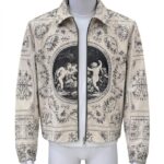 Men’s Classical Cherub Print Zip-Up Jacket