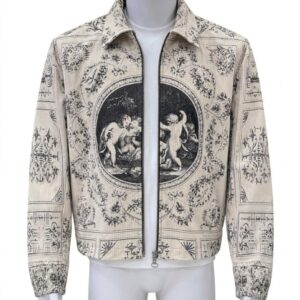 Men’s Classical Cherub Print Zip-Up Jacket