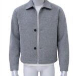 Men’s Light Gray Cropped Collar Jacket