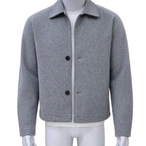 Men’s Light Gray Cropped Collar Jacket