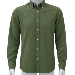 Men’s Olive Green Long Sleeve Button-Down Shirt