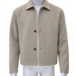 Men’s Beige Cropped Collar Jacket