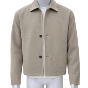 Men’s Beige Cropped Collar Jacket