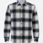 Men’s Black and White Plaid Flannel Shirt