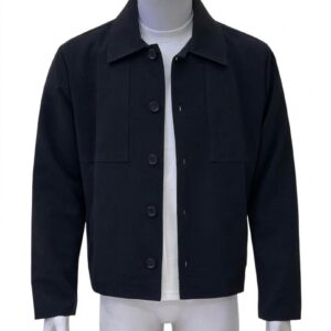 Men’s Dark Navy Button-Front Overshirt Jacket